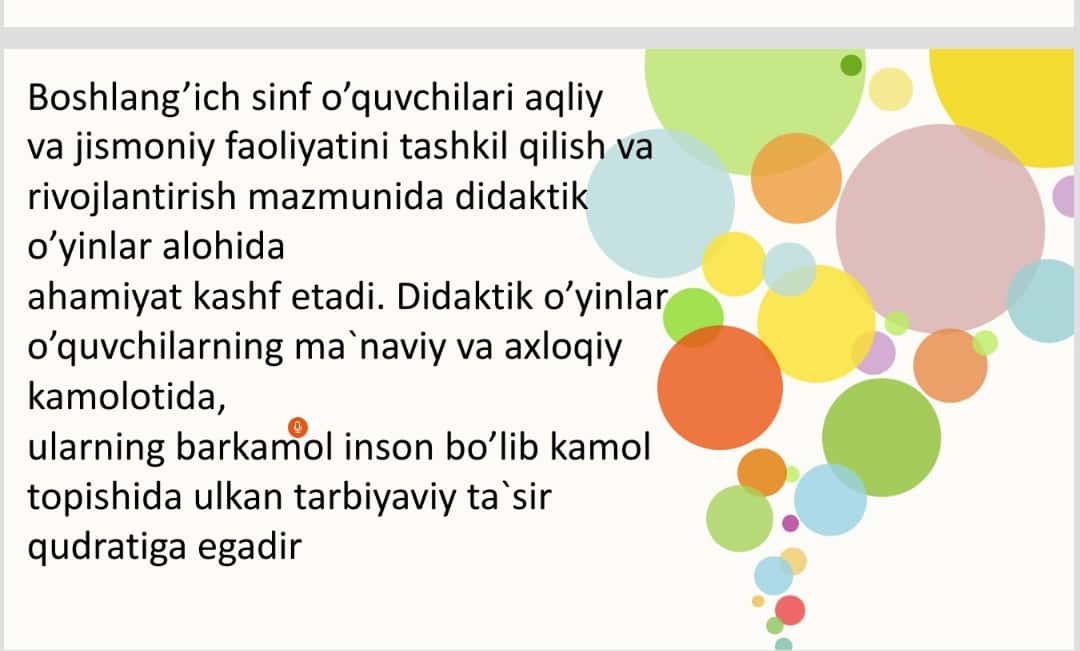 Sinfdan tashqari mashg‘ulotlarda didaktik o‘yinlarning ahamiyati, mazmuni va ulardan foydalanish usullari 1