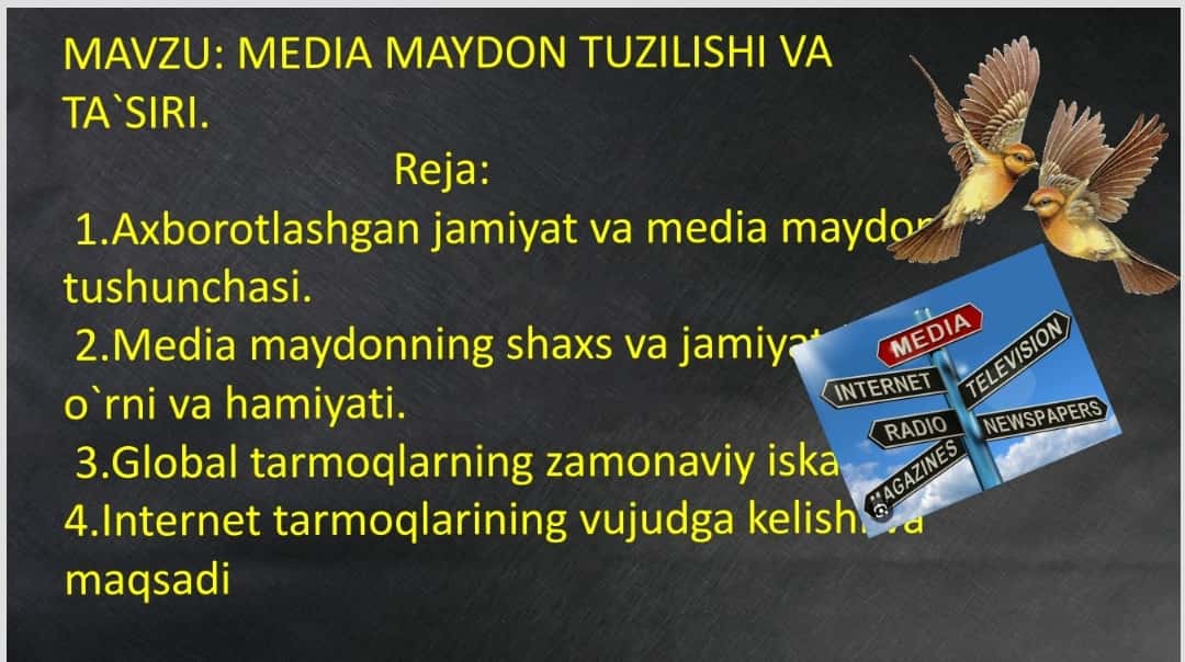 MEDIA MAYDON TUZILISHI VA TA`SIRI. 1
