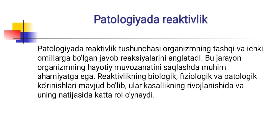 Patologiyada reaktivlik ahamiyati 1