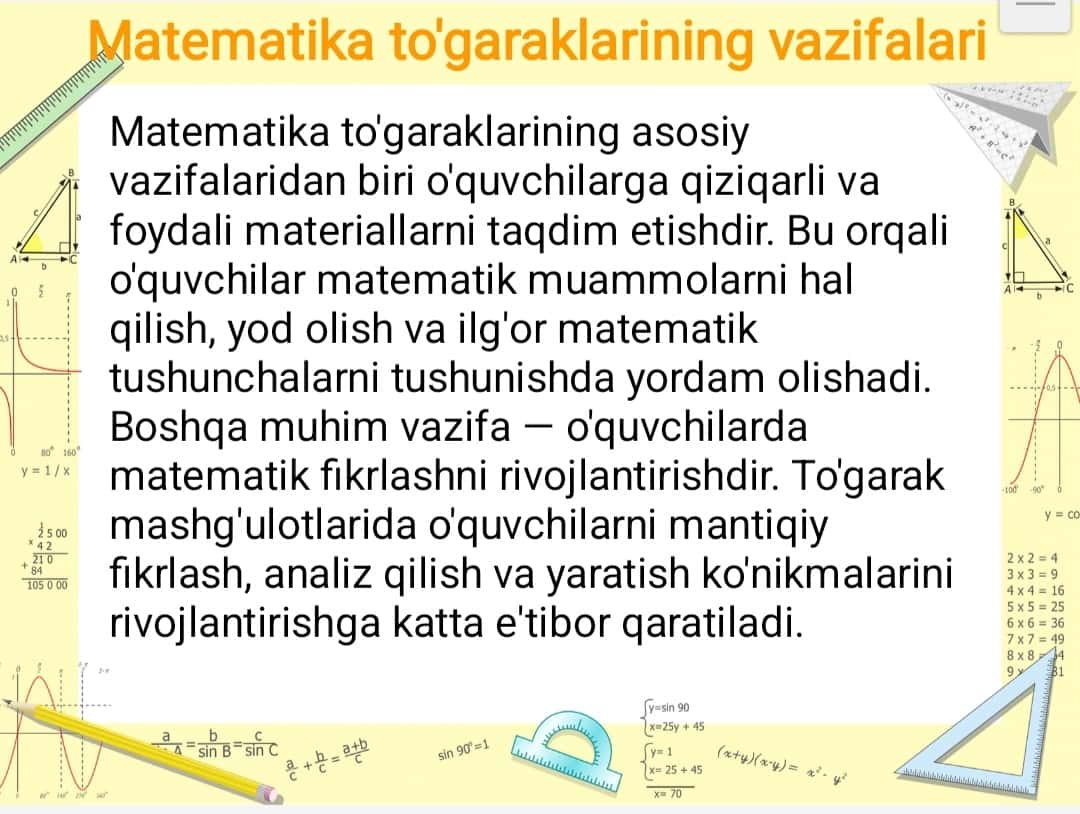 “Matematika to’garak mashg’ulotlarini tashkil etish” mavzusida taqdimoti 1