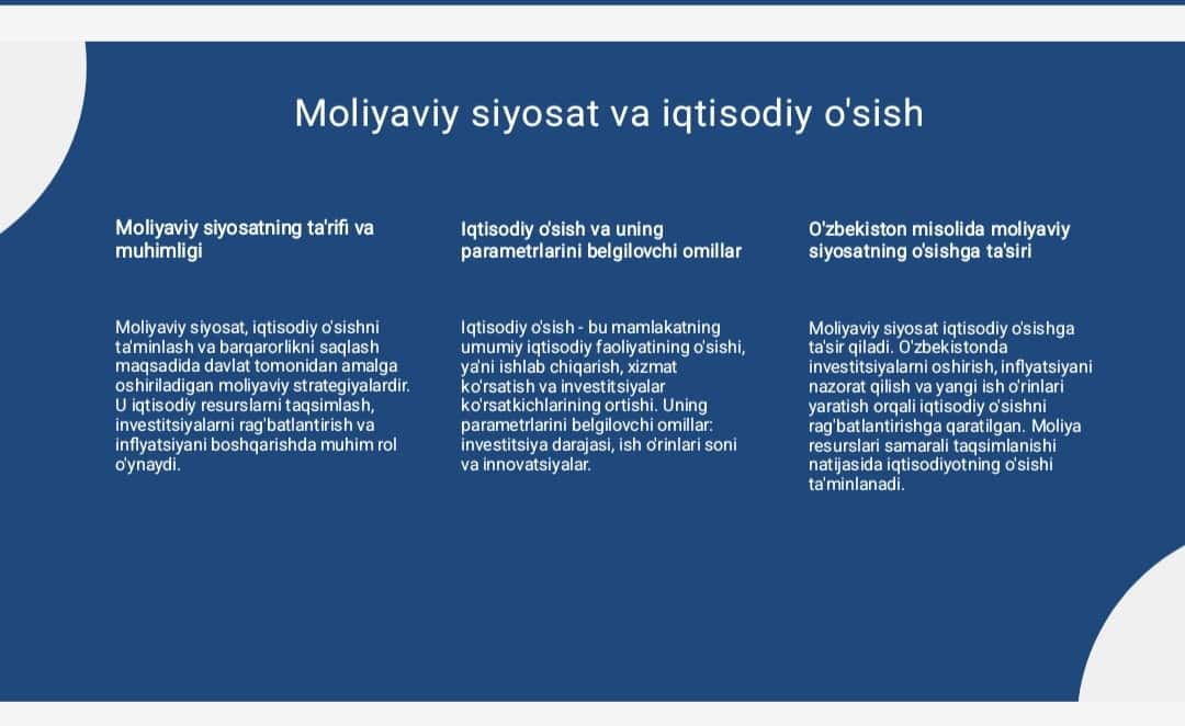 Moliya tizimi va moliyaviy siyosat 1