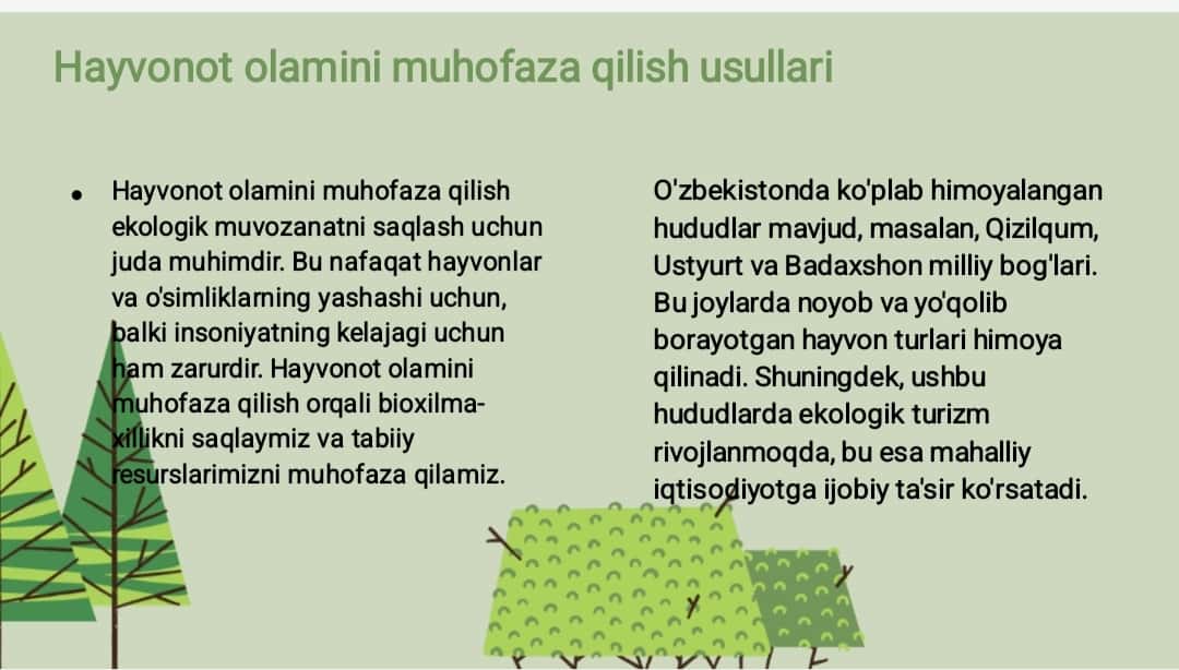 Hayvonot olamining xilma-xilligi va uning tabiatda tutgan o’rn 1