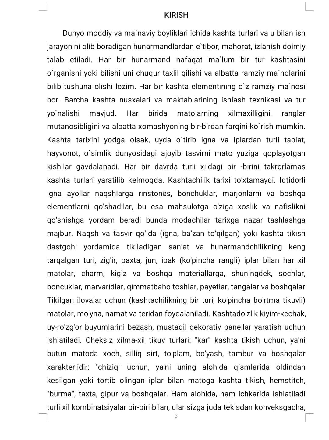 LENTALI KASHTA TURLARIDAN BUYUMLAR TIKISH TEXNOLOGIYASI 1