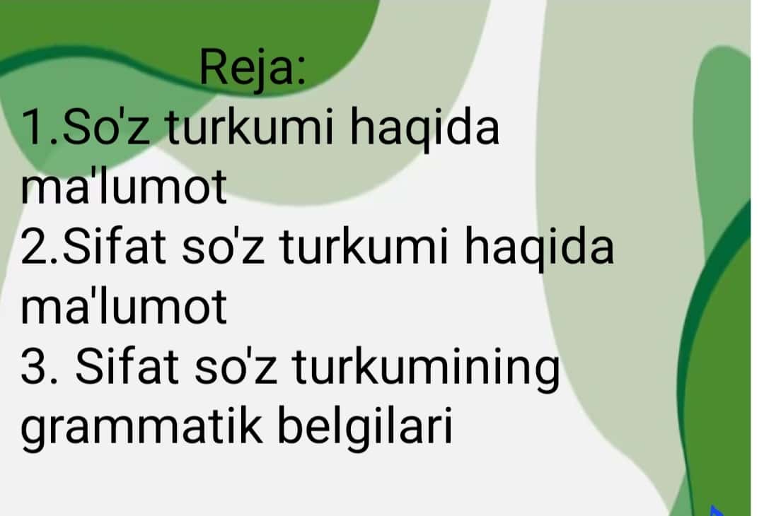 Sifat so'z turkumi va grammatik belgilari 1