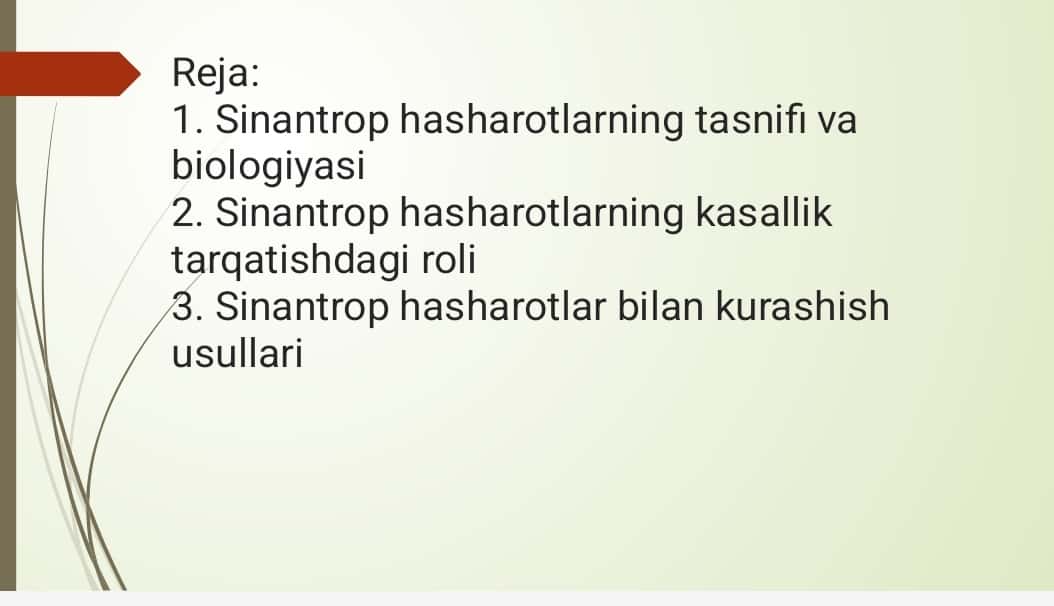 Sinantrop hasharotlarning epidemiologik ahamiyati 1