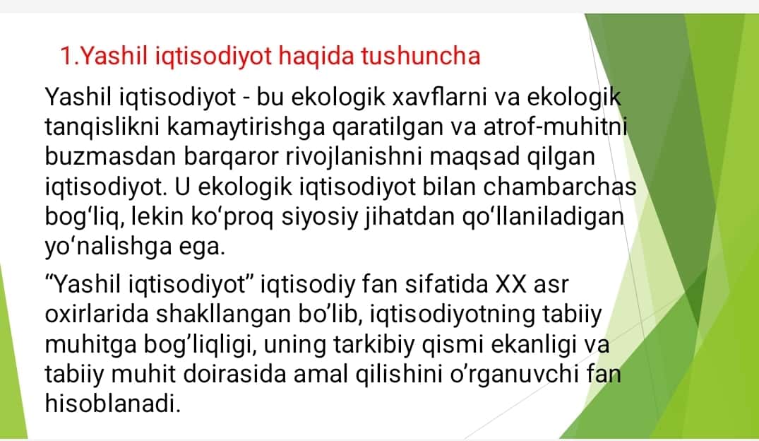 Yashil iqtisodiyot 1