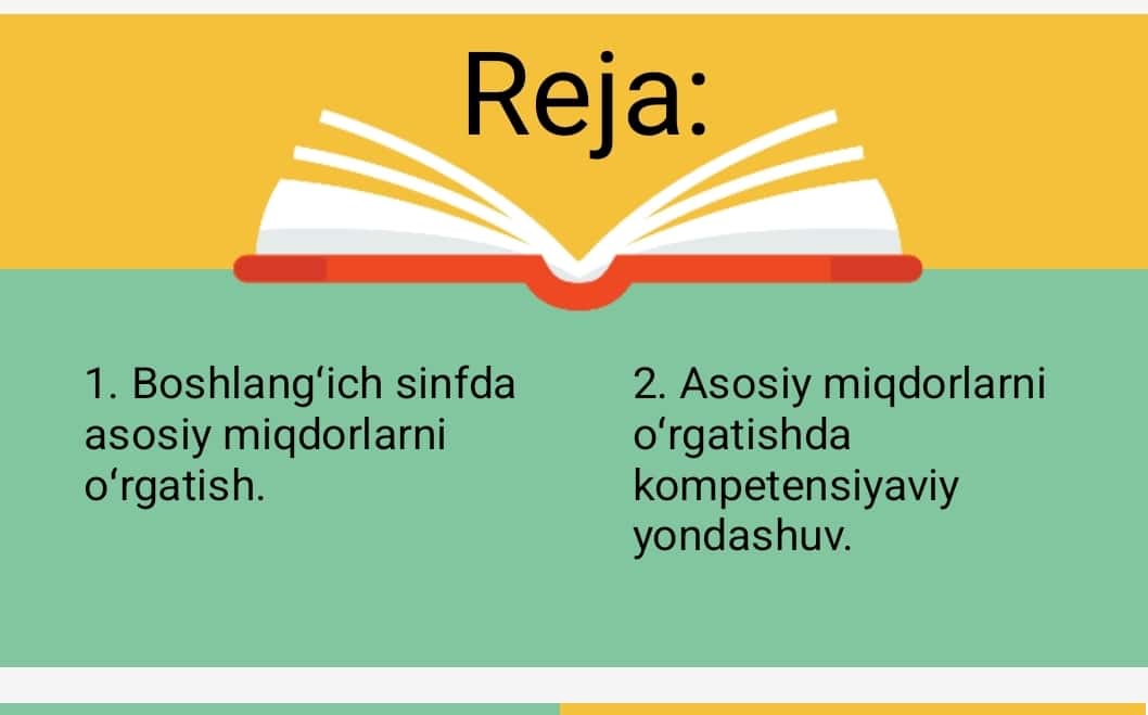 Mavzu: Boshlangʼich sinfda asosiy miqdorlarni oʻrgatishda kompetensiyaviy yondashuv. 1