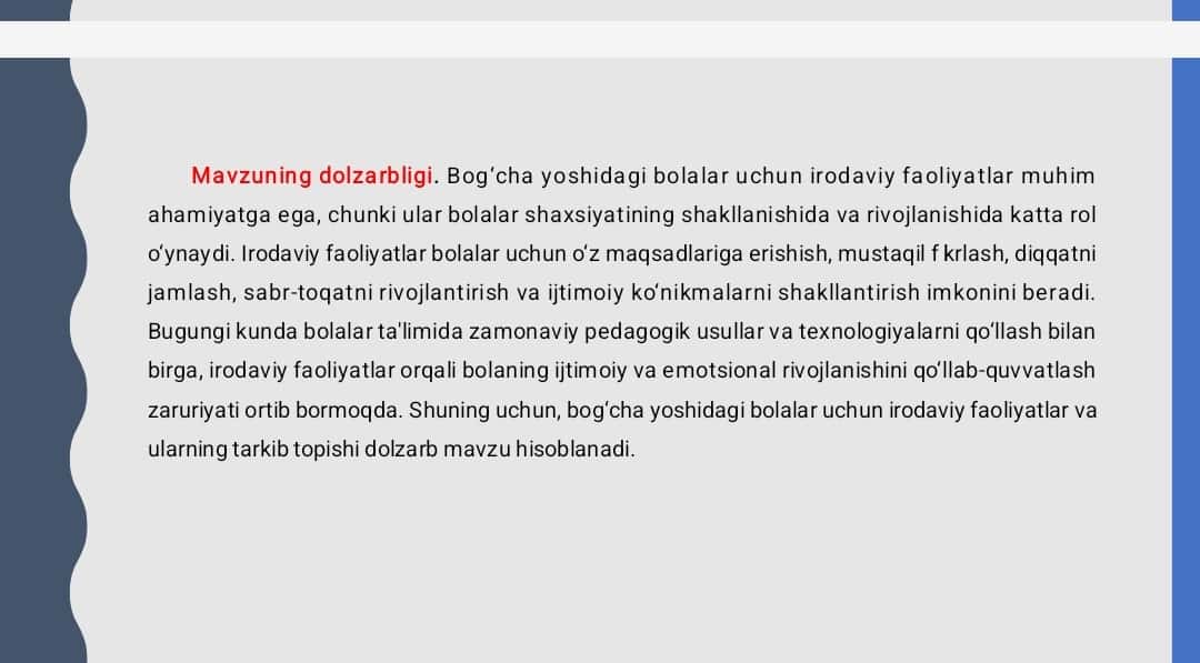 BOG’CHA YOSHIDAGI BOLALARDA IRODAVIY FAOLIYATLARNI TARKIB TOPISHI 1
