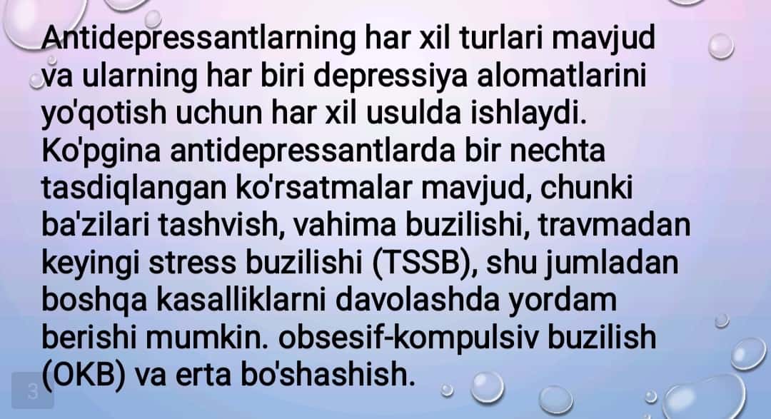 Antidepressantlar. Psixostimulyatorlar. Biologik faol qo‘shimchalar va dori vositalarining qiyosiy tahlili 1