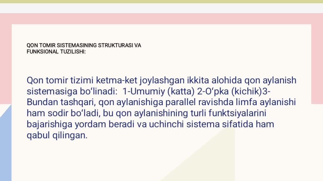 Aʼzolarda mikrosirkulyatsiya. venalarda qonning harakatlanishi 1
