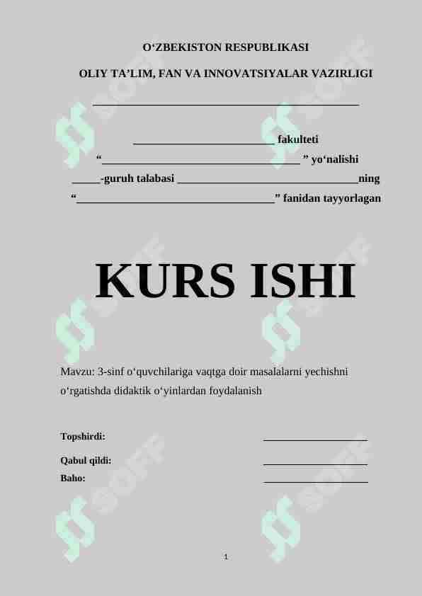 3-sinf o‘quvchilariga vaqtga doir masalalarni yechishni o‘rgatishda didaktik o‘yinlardan foydalanish