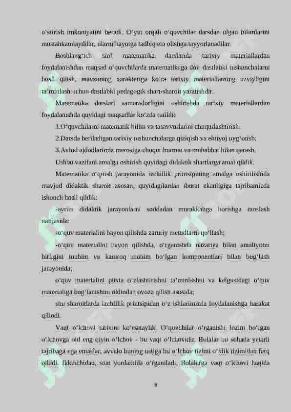 3-sinf o‘quvchilariga vaqtga doir masalalarni yechishni o‘rgatishda didaktik o‘yinlardan foydalanish 8