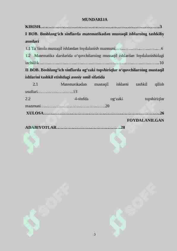 Boshlang‘ich sinfda matematikadan mustaqil ishlarni tashkil etishda og‘zaki topshiriqlardan foydalanish metodikasi (4-sinf) 2