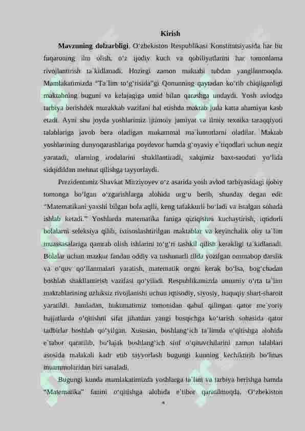 Boshlang‘ich sinfda matematikadan mustaqil ishlarni tashkil etishda og‘zaki topshiriqlardan foydalanish metodikasi (4-sinf) 3