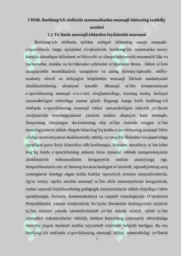 Boshlang‘ich sinfda matematikadan mustaqil ishlarni tashkil etishda og‘zaki topshiriqlardan foydalanish metodikasi (4-sinf) 6