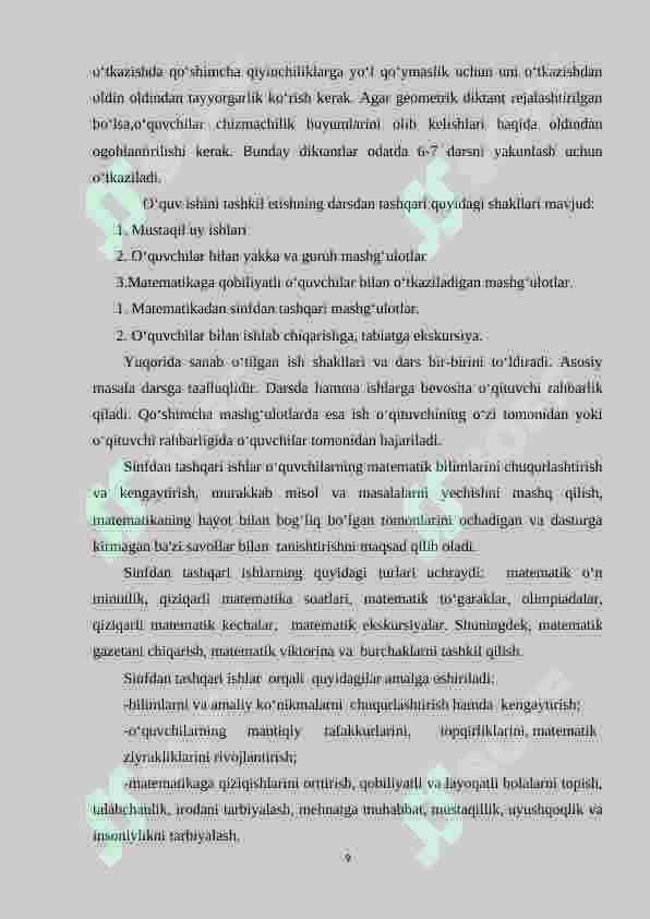 Boshlang‘ich sinfda matematikadan mustaqil ishlarni tashkil etishda og‘zaki topshiriqlardan foydalanish metodikasi (4-sinf) 8