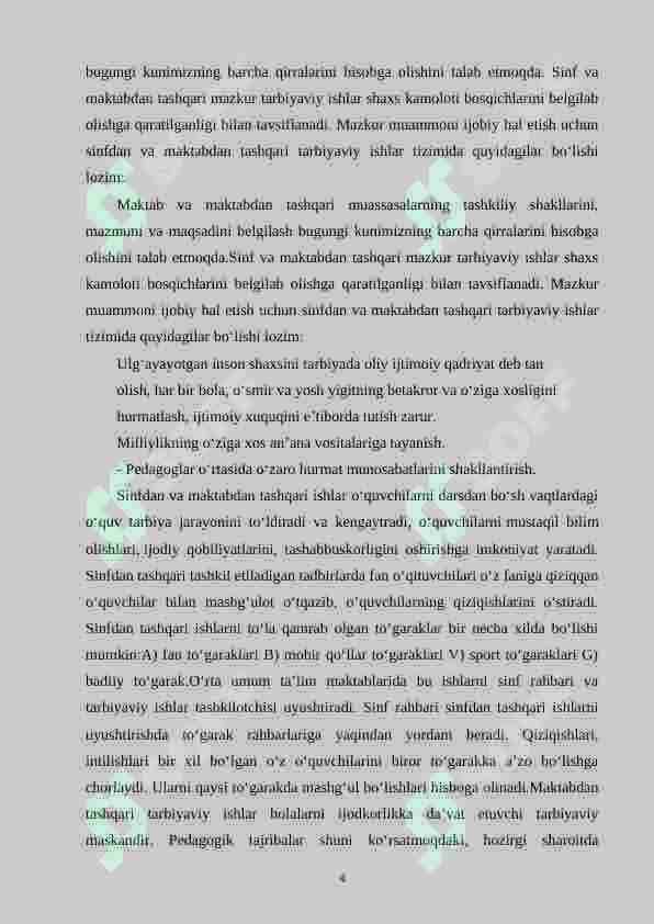 Boshlang‘ich sinfda matematikadan mustaqil ishlarni tashkil etishda og‘zaki topshiriqlardan foydalanish metodikasi  (2-sinf) 4