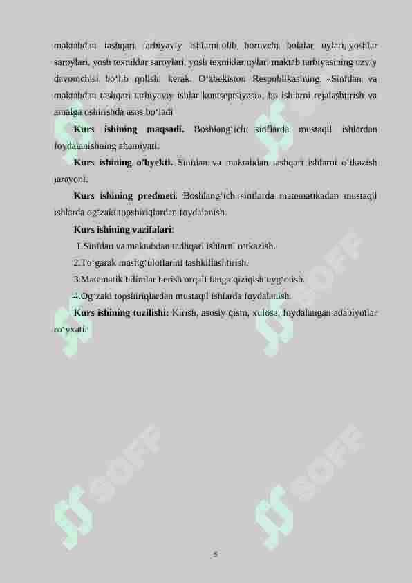 Boshlang‘ich sinfda matematikadan mustaqil ishlarni tashkil etishda og‘zaki topshiriqlardan foydalanish metodikasi  (2-sinf) 5