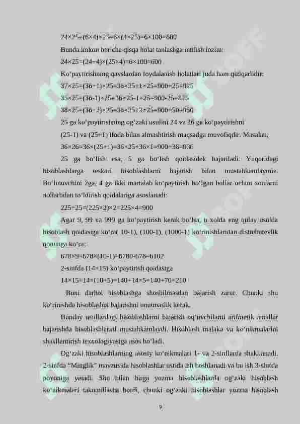 BOSHLANG‘ICH SINFLARDA OG‘ZAKI HISOBLASHGA O‘RGATISH METODIKASI (1-2-SINFLARDA TIZIMLI ISHLAB CHIQING) 8
