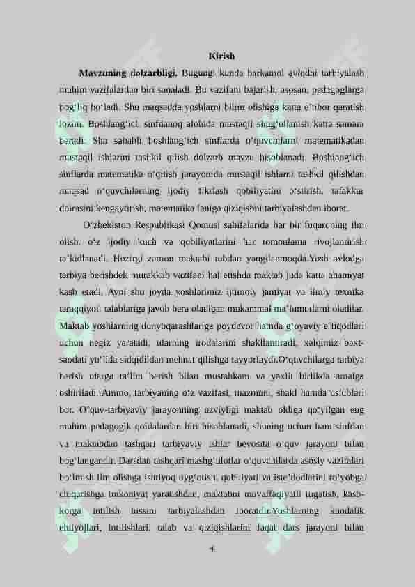 Boshlangʻich sinfda matematikadan mustaqil ishlarni tashkil etishda ogʻzaki topshiriqlardan foydalanish metodikasi(1-sinf) 3