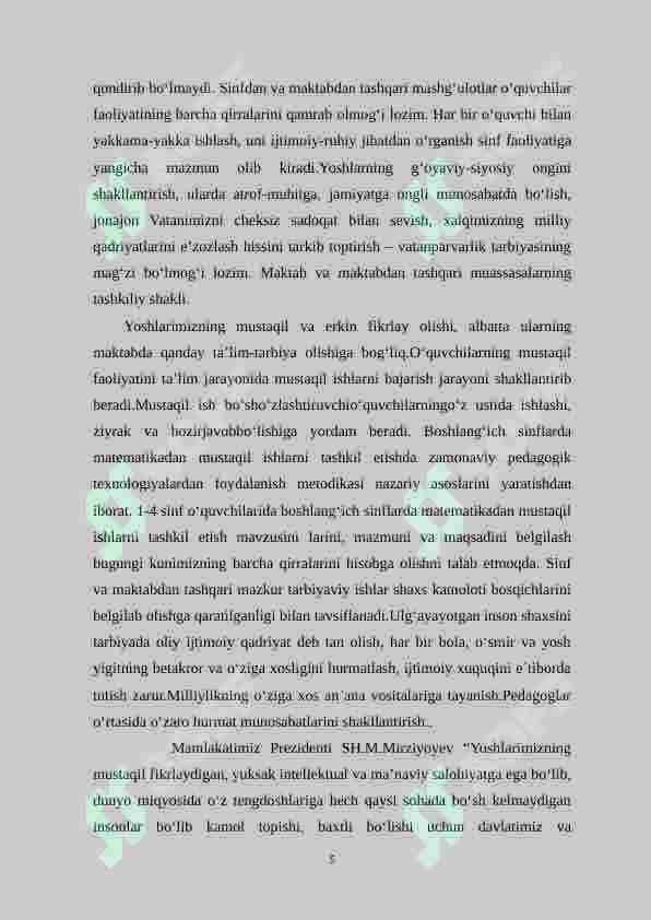 Boshlangʻich sinfda matematikadan mustaqil ishlarni tashkil etishda ogʻzaki topshiriqlardan foydalanish metodikasi(1-sinf) 4