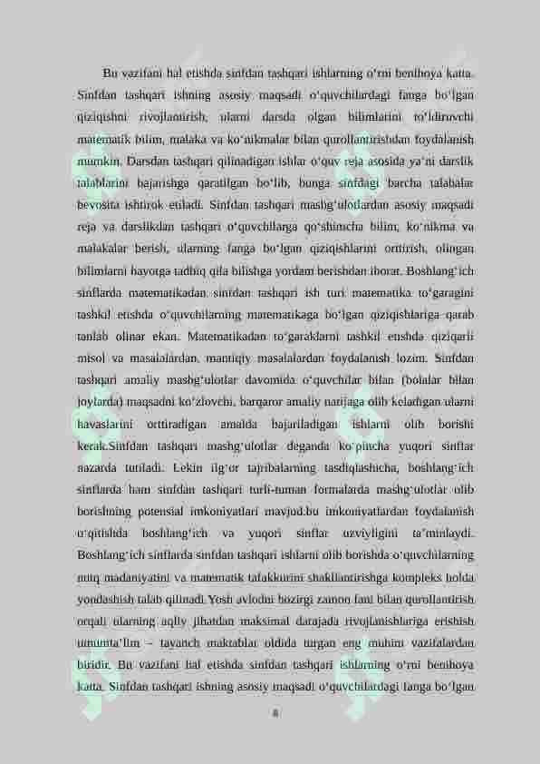 Boshlangʻich sinfda matematikadan mustaqil ishlarni tashkil etishda ogʻzaki topshiriqlardan foydalanish metodikasi(1-sinf) 7