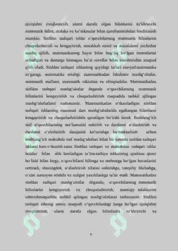 Boshlangʻich sinfda matematikadan mustaqil ishlarni tashkil etishda ogʻzaki topshiriqlardan foydalanish metodikasi(1-sinf) 8