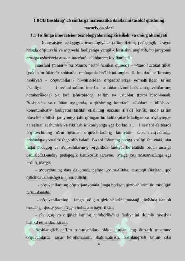 1-sinf matematika darslarini innovatsion texnologiyalar asosida tashkil qilish 5