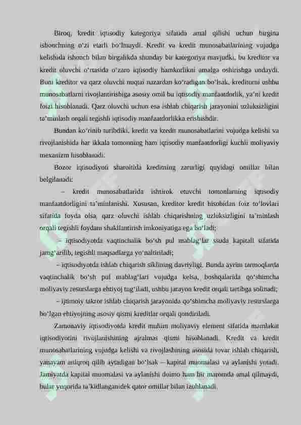 KREDITNING ZARURLIGI, FUNKSIYALARI, TURLARI VA SHAKLLARI 2