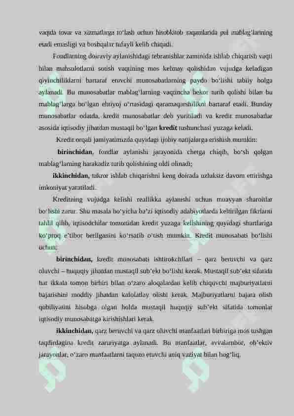 KREDITNING ZARURLIGI, FUNKSIYALARI, TURLARI VA SHAKLLARI 6