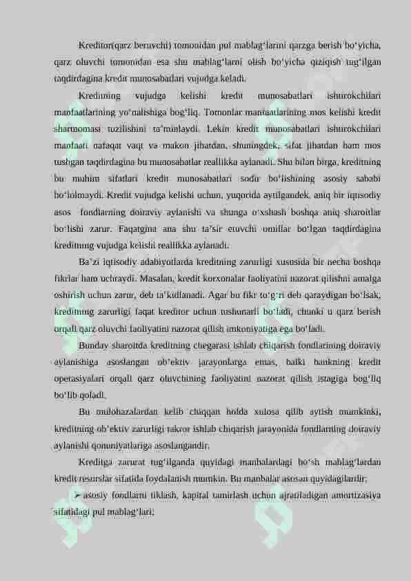 KREDITNING ZARURLIGI, FUNKSIYALARI, TURLARI VA SHAKLLARI 7