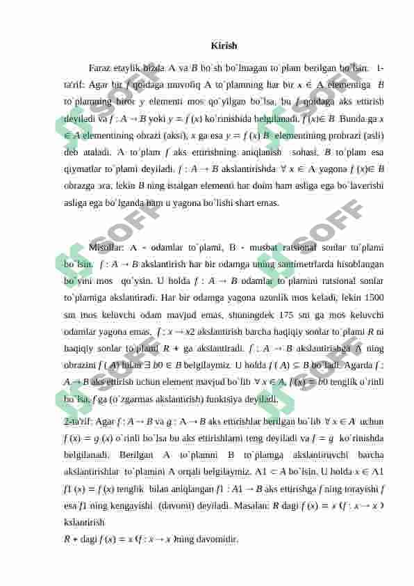 Syurektiv, biektiv akslantirishlar. Misollar. Dirixle prinsipi. 3