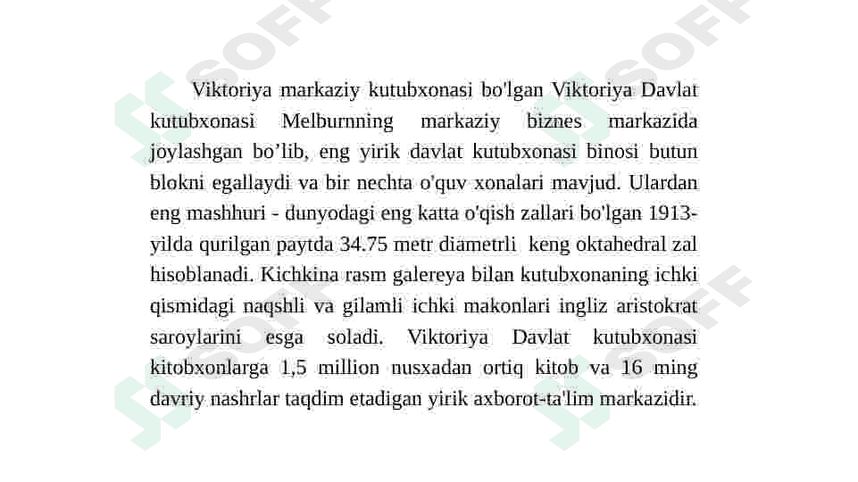AVSTRALIYA KUTUBXONALARINING MILLIY O’ZIGA XOSLIGI: VIKTORIYA DAVLAT KUTUBXONASI 3