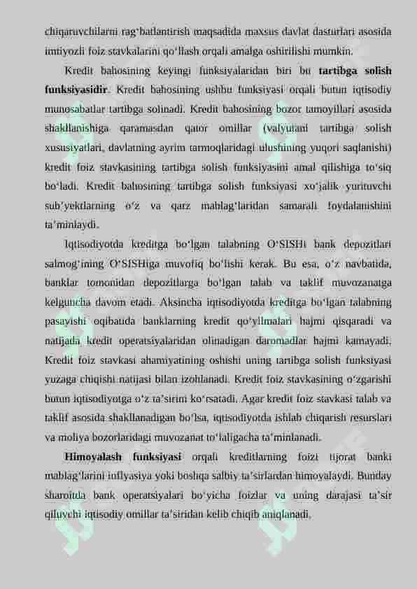 Kredit bo'yicha foiz stavkalari va ularga ta'sir qiluvchi omillar 7
