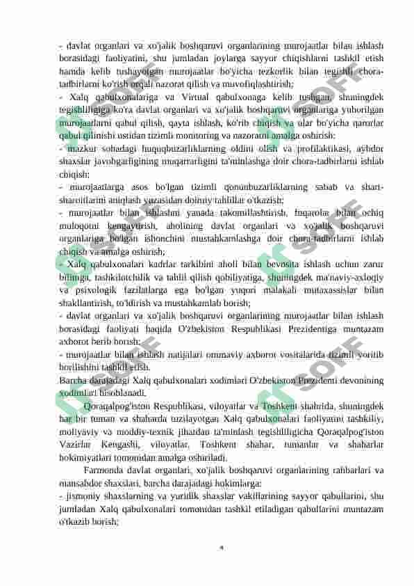 2017-yildan O'zbekiston Respublikasida har bir tuman va shaharlarda Prezidentning xalq qabulxonalari ochilishi va uning ahamiyati 4