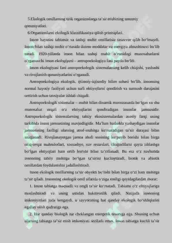 Insonning ekalogik muhitga moslashishi 2