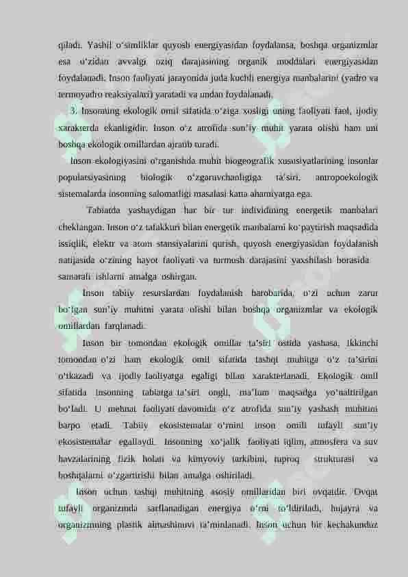 Insonning ekalogik muhitga moslashishi 3