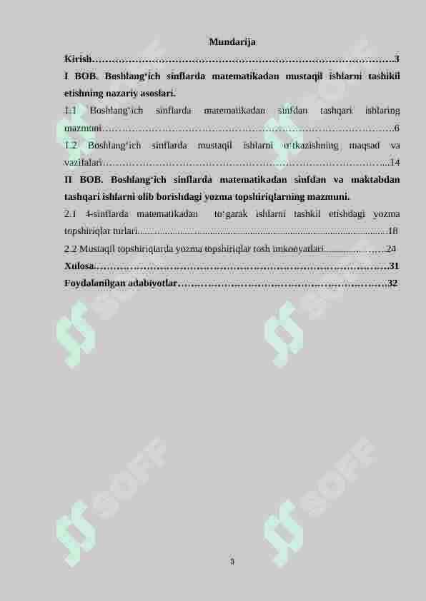 Boshlang‘ich sinflarda matematika fanidan mustaqil ishlarni tashkil etishda yozma topshiriqlardan foydalanish metodikasi 4-sinf misolida. 2