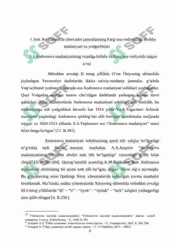 FARG'ONA VODIYSI ETNIK JARAYONLARINI ARXEOLOGIK USULLAR BILAN O'RGANISH (BRONZA VA ILK TEMIR DAVRI) 8