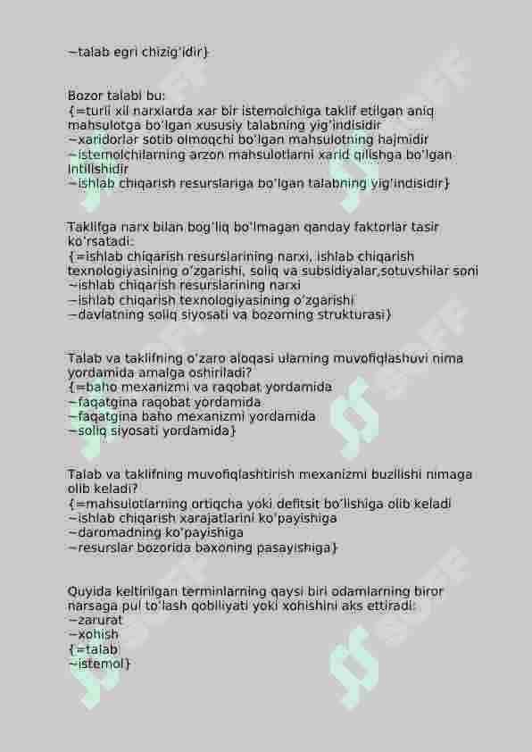 IQTISODIYOT NAZARIYASI FANIDAN 300 TALIK TEST, JAVOBLARI BILAN 3