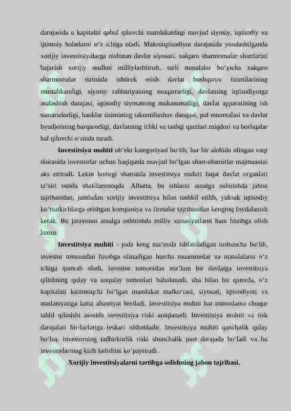 IQTISODIY RIVOJLANISHNI TA’MINLASHDA QULAY INVESTITSION MUHITNING YARATILISHI 4