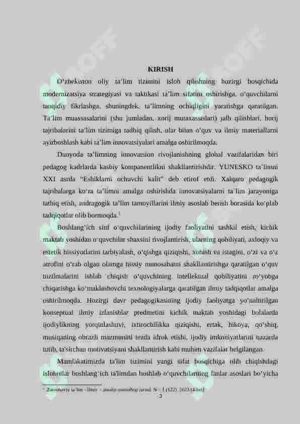 Boshlang‘ich 3–sinflarda matematikadan matnli masala yechishga o‘rgatish o‘quvchilar kreativ fikrlashlarini shakllantiruvchi omil sifatida 3