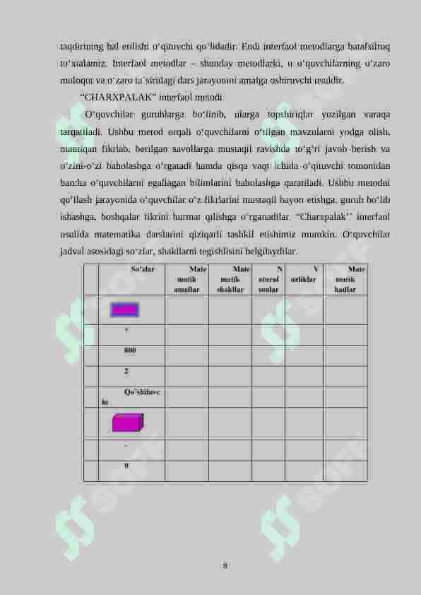 Ikkinchi sinfda matematika o’qitish jarayonida mehnat tarbiyasini shakllantirish metodi 8