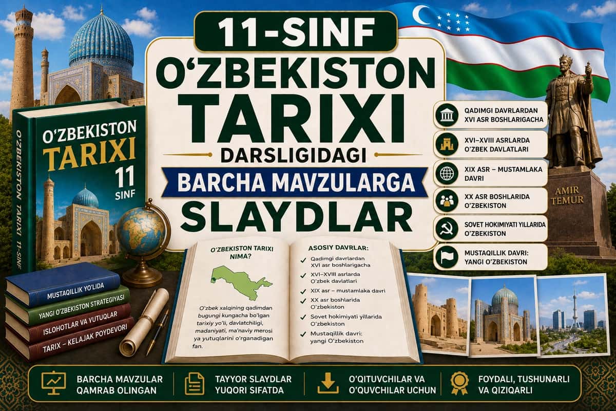 11-sinf O'zbekiston tarixi darsligidagi barcha mavzularga slaydlar 1