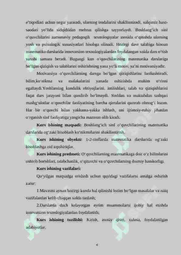Boshlang‘ich sinflarda matematikadan og‘zaki hisoblashga o‘rgatish metodikasi 4