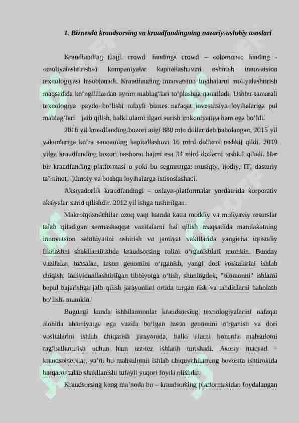 RAQAMLI BIZNESDA KRAUDSORSING VA KRAUDFANDINGNING YANGI IMKONIYATLARI 2