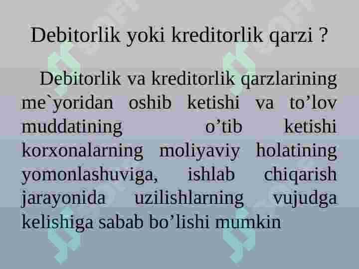Debitorlik va kreditorlik qarzlarining tahlili 5