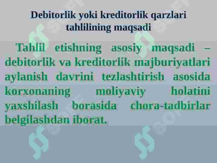 Debitorlik va kreditorlik qarzlarining tahlili 7
