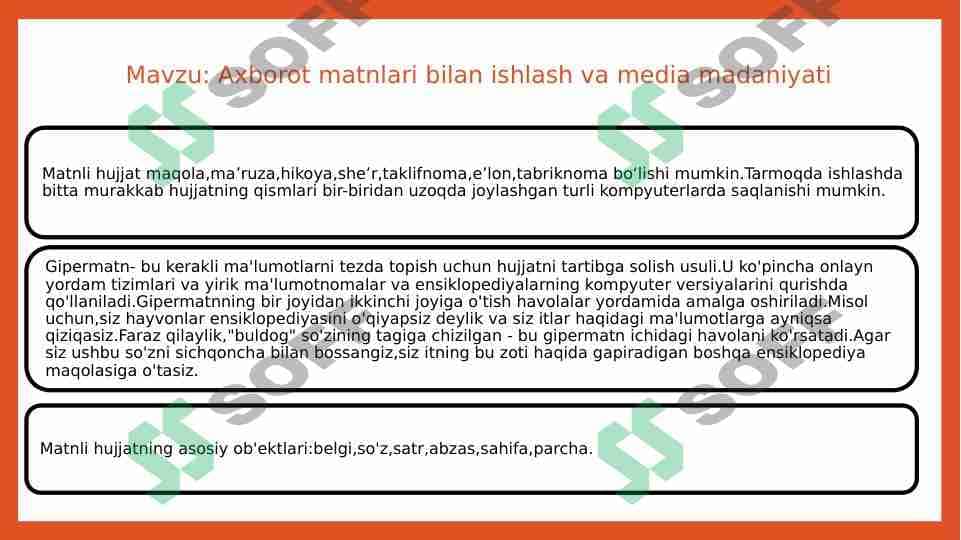 Axborot matnlari bilan ishlash va media madaniyati