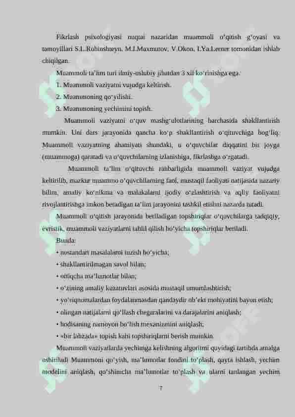 4-sinf matematika darslarida muommoli ta’lim texnologiyasidan foydalanish metodikasi 7